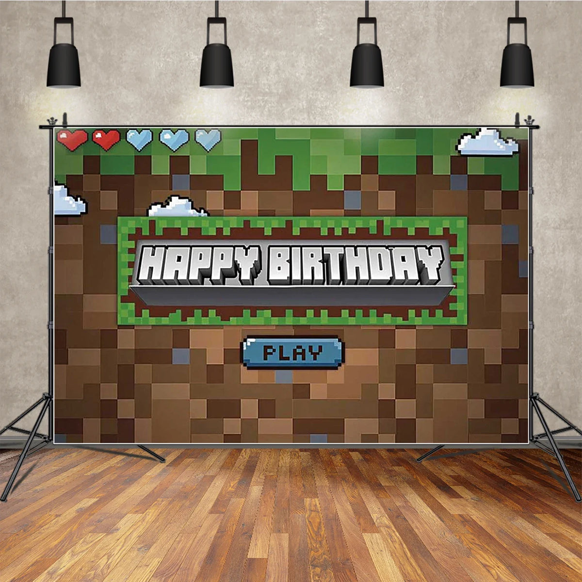Painel de aniversário personalizado - Minecraft Love