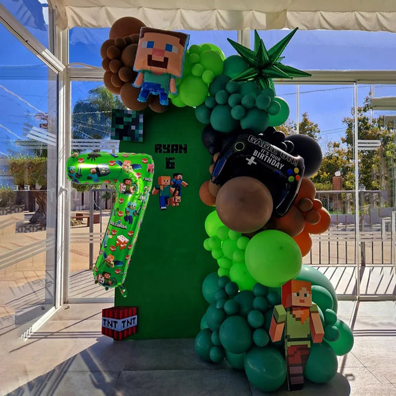 Decoração Mágica para Festa Infantil - Arco de Balões Coloridos Minecraft