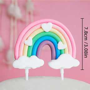 Topo de Bolo Unicórnio com Arco-Íris - Festa Infantil