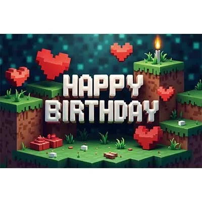 Painel de aniversário personalizado - Minecraft