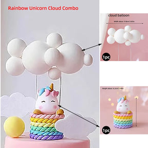 Topo de Bolo Unicórnio com Arco-Íris - Festa Infantil