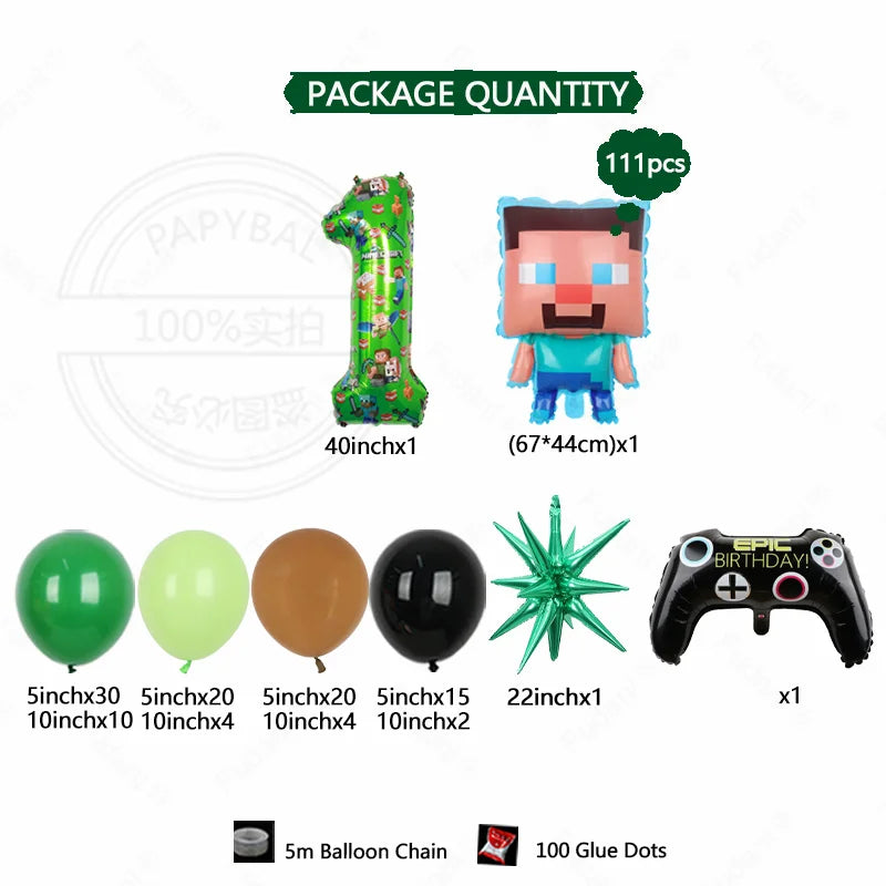 Decoração Mágica para Festa Infantil - Arco de Balões Coloridos Minecraft